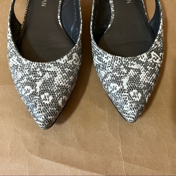 Stuart Weitzman | Slingo Snakeskin Embossed Pointed Toe Slingback Flats Size 6.5 - Picture 4 of 13